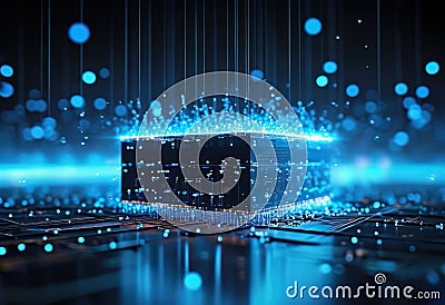 Quantum processor, Data streams and pulses Stock Photo
