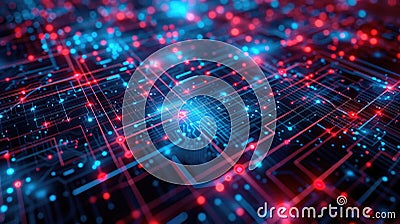 Quantum processors converge in an abstract tech background, unlocking futuristic computations, Ai Generated Stock Photo