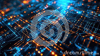 Quantum processors converge in an abstract tech background, unlocking futuristic computations, Ai Generated Stock Photo