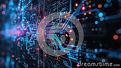 Quantum processors converge in an abstract tech background, unlocking futuristic computations, Ai Generated Stock Photo