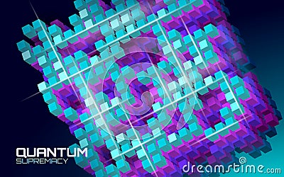 Quantum supremacy high performance computer. Modern technology fast computing web system server. Online connection fast Vector Illustration