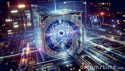 Quantum Supremacy Unveiled by Futuristic Quantum Computer. Created with generative AI Stock Photo