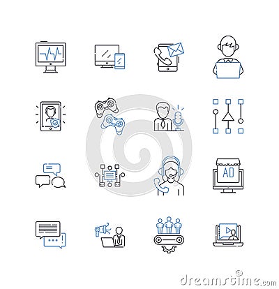 Quantum transformation line icons collection. Quantum, Transformation, Entanglement, Superposition, Coherence Vector Illustration