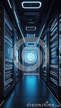 QuantumQuotient Dreamscape: 3D Utopia in Data's Tomorrow. AI generate Stock Photo