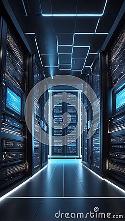 QuantumQuotient Dreamscape: 3D Utopia of Data's Tomorrow. AI generate Stock Photo