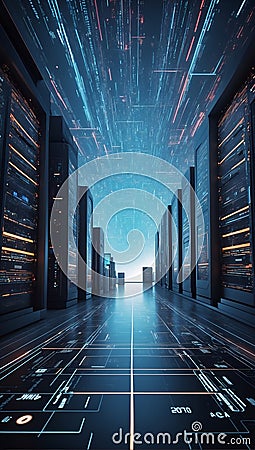 QuantumQuotient Elevation: Scaling Tomorrow's Data Peaks. AI generate Stock Photo