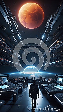 QuantumQuotient Illumination: DataEclipse Tomorrow's Frontier. AI generate Stock Photo