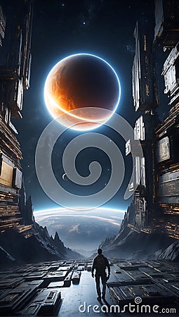 QuantumQuotient Quest: DataEclipse's Tomorrow Unleashed. AI generate Stock Photo