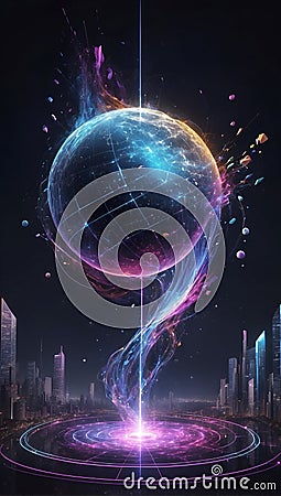 QuantumQuotient's Data Nexus: Beyond Tomorrow. AI generate Stock Photo