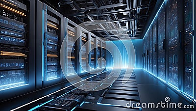 QuantumQuotient's Data Nexus: Converging Realms of Innovation. AI generate Stock Photo