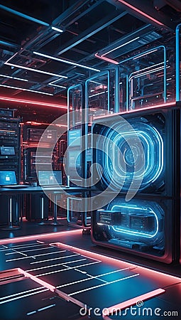 QuantumQuotient's Data Nexus: 3D Realms Unleashed. AI generate Stock Photo