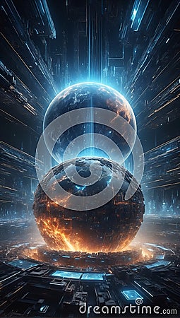QuantumQuotient's Data Unleashed: 3D Velocity of Tomorrow. AI generate Stock Photo