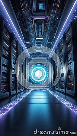 QuantumQuotient's Ephemeral Data Mirage: A 3D Prelude. AI generate Stock Photo