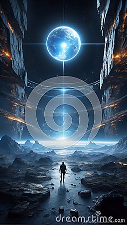 QuantumQuotient's Tomorrow Matrix: DataEclipse Unraveled Journey. AI generate Stock Photo