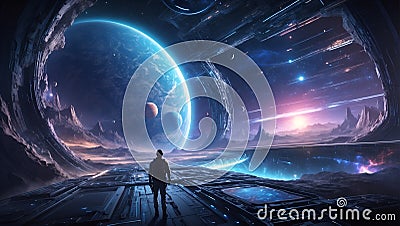 QuantumQuotient's Tomorrow Vision: DataEclipse Unveiled Journey. AI generate Stock Photo