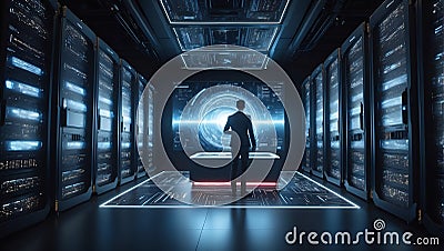 QuantumQuotient Unleashed: 3D Brilliance of Data. AI generate Stock Photo