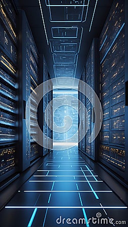 Future Unleashed: QuantumQuotient's 3D Data Odyssey. AI generate Stock Photo