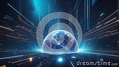 QuantumQuotient: Unveiling Data's 3D Future. AI generate Stock Photo