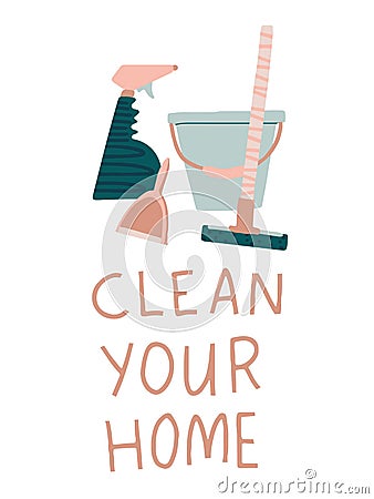 Things to do at home Clean your home Vector Illustration