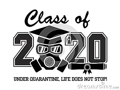 2020 quarantine graduation class Vector Illustration