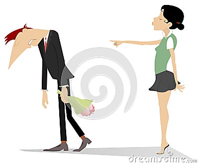 Quarrel between man and woman illustration Vector Illustration