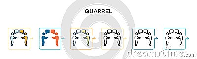 Quarrel vector icon in 6 different modern styles. Black, two colored quarrel icons designed in filled, outline, line and stroke Vector Illustration