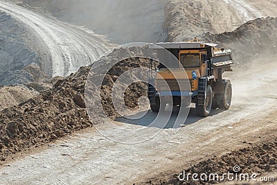 Quarry dumptruck working in a coal mine Editorial Stock Photo