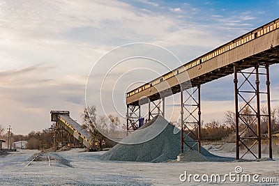 Quarry, mining and crushing of rubble stone Stock Photo