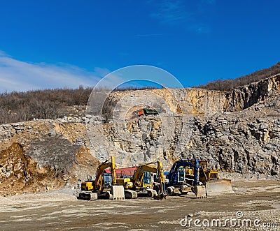 Quarry excavating machines Stock Photo