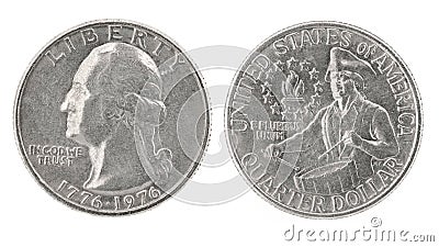 Quarter Dollar 1776-1976 Stock Photo