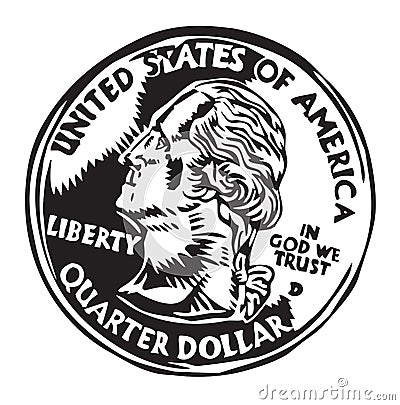 Quarter dollar coin Vector Illustration