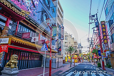 Quarter of the early morning of Yokohama Chinatown Editorial Stock Photo