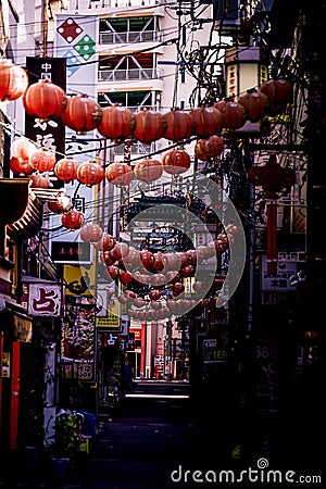 Quarter of the early morning of Yokohama Chinatown Editorial Stock Photo