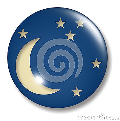 Quarter Moon Button Orb Cartoon Illustration