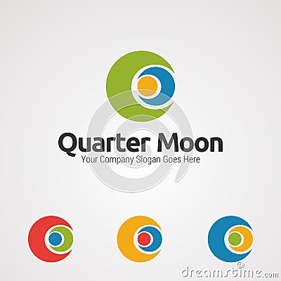 Quarter moon hug human logo vector, icon, element, and template for company Vector Illustration