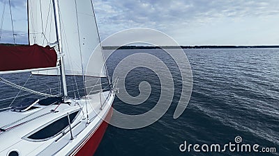Quarterdeck sailing or yacht race on calm water summer evening. Regatta Stock Photo