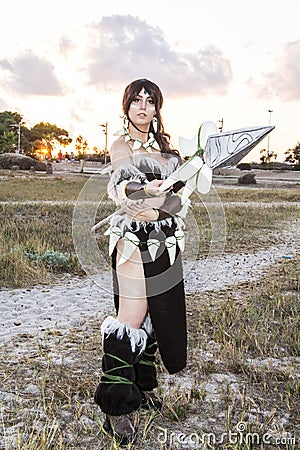 QUARTU S.E., ITALY - August 2, 2015: Beach Cosplay Party - costume parade held at the Marlin Club of Poetto Beach - Sardinia Editorial Stock Photo