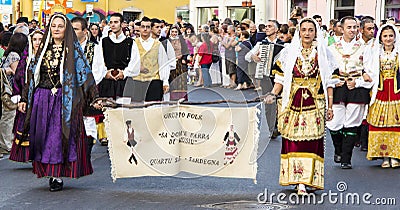 QUARTU S.E., ITALY - July 14, 2012: International Folklore Festival - 26 ^ Sciampitta - Sardinia Editorial Stock Photo