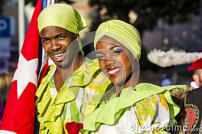 QUARTU S.E., ITALY - July 15, 2016: 30 ^ Sciampitta - International festival of folklore - Editorial Stock Photo