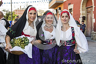 QUARTU S.E., ITALY - September 15, 2012: Parade of the Wine Festival 2012 - Sardinia Editorial Stock Photo