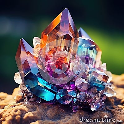 Quartz crystals beautiful colors Stock Photo