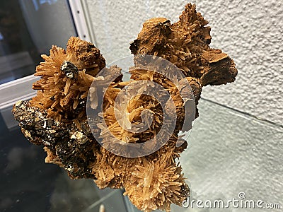 Quartz, pyrite, limonite, marcasite inclusion or Quarz, Pyrit, Limonit, Markasit-Einschluss / minerals and crystals Stock Photo