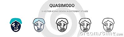 Quasimodo icon in filled, thin line, outline and stroke style. Vector illustration of two colored and black quasimodo vector icons Vector Illustration