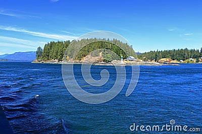 Quadra Island Quathiaski Cove from Campbell River Ferry, Discovery Islands, British Columbia, Canada Stock Photo