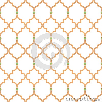 Quatrefoil gold lines seamless pattern. Oriental net tiles design classic decorative ornament. Vector Illustration