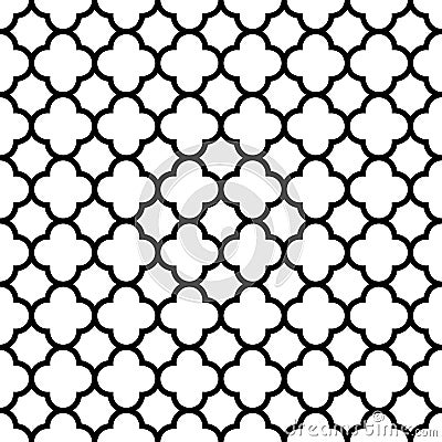 Quatrefoil seamless pattern background in black and white. Vintage and retro abstract ornamental design. Simple flat Vector Illustration