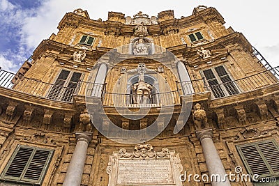 Quattro Canti, Piazza Vigliena, is a Baroque square in Palermo, Sicily Stock Photo