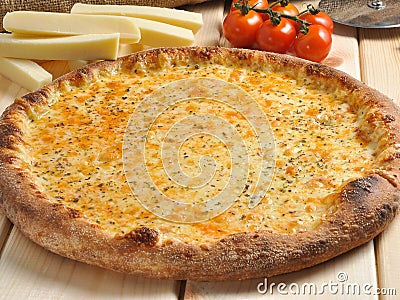 Quattro formaggio - italian pizza with four sorts of cheese Stock Photo