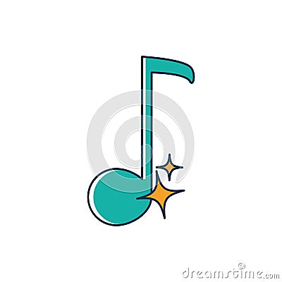 Quaver note musical harmony melody sound music line and fill style Vector Illustration