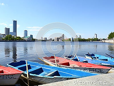 Quay of city pond Editorial Stock Photo